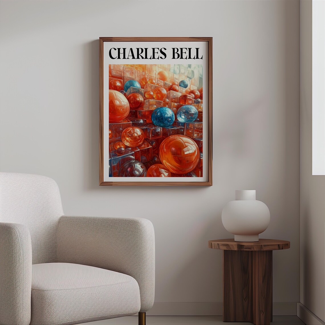 Charles Bell Inspired Orange Blue Glass Orbs Ice Cubes Pop Art Poster - Image 2