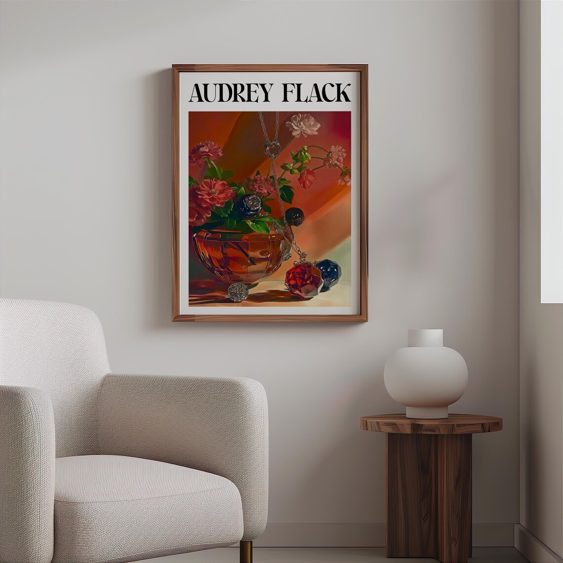 Audrey Flack Amber Vase Flowers Jewelry Gemstones Still Life Print - Image 2