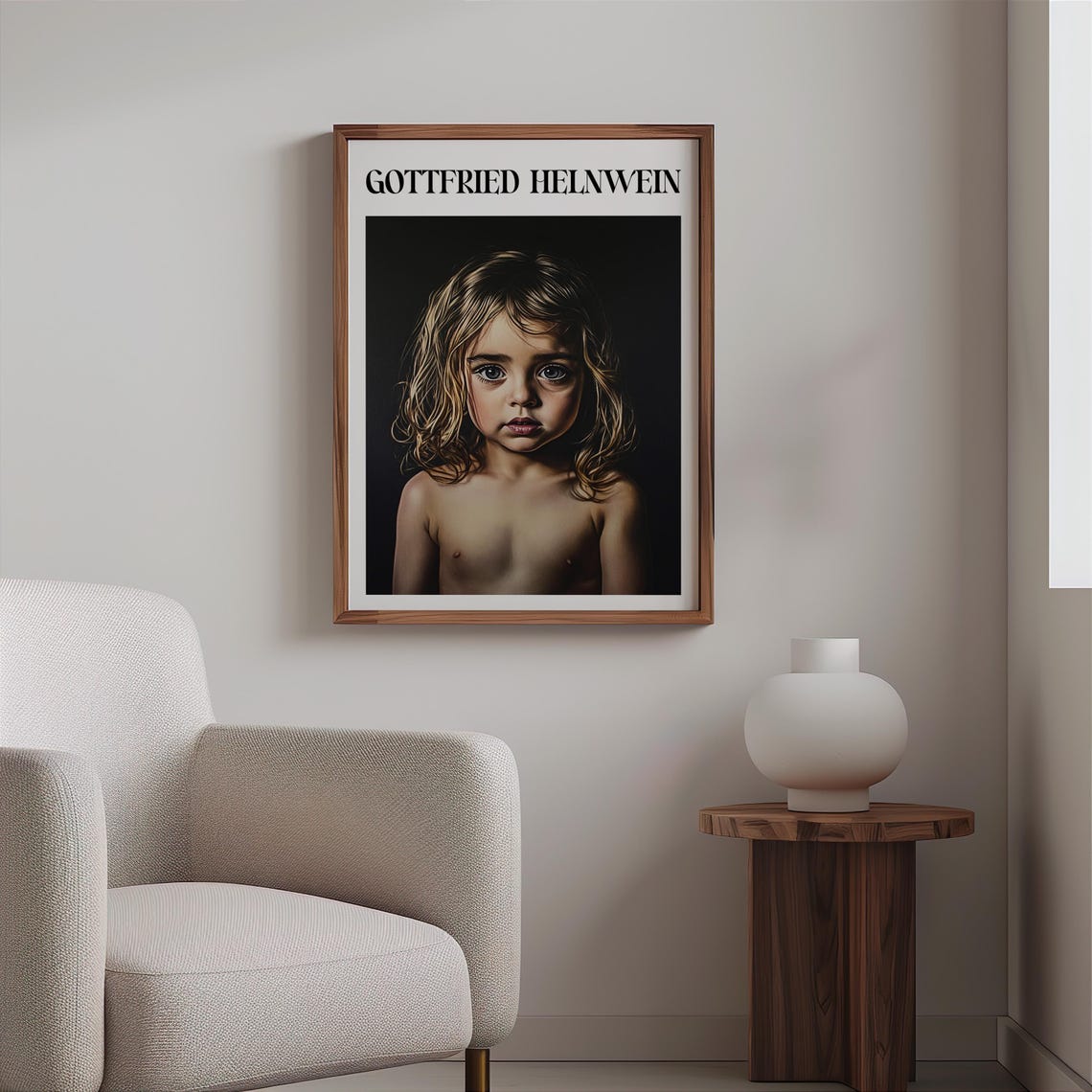 Gottfried Helnwein Inspired Young Girl Dark Background Portrait Print - Image 2
