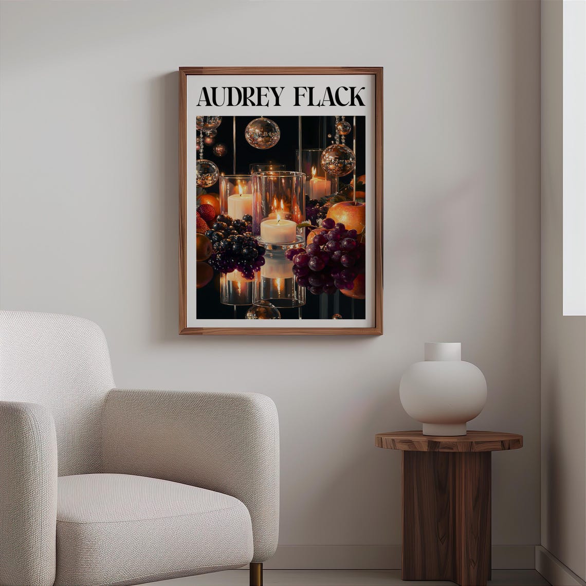 Audrey Flack Inspired Hanging Crystals Candles Festive Grapes Poster - Image 2