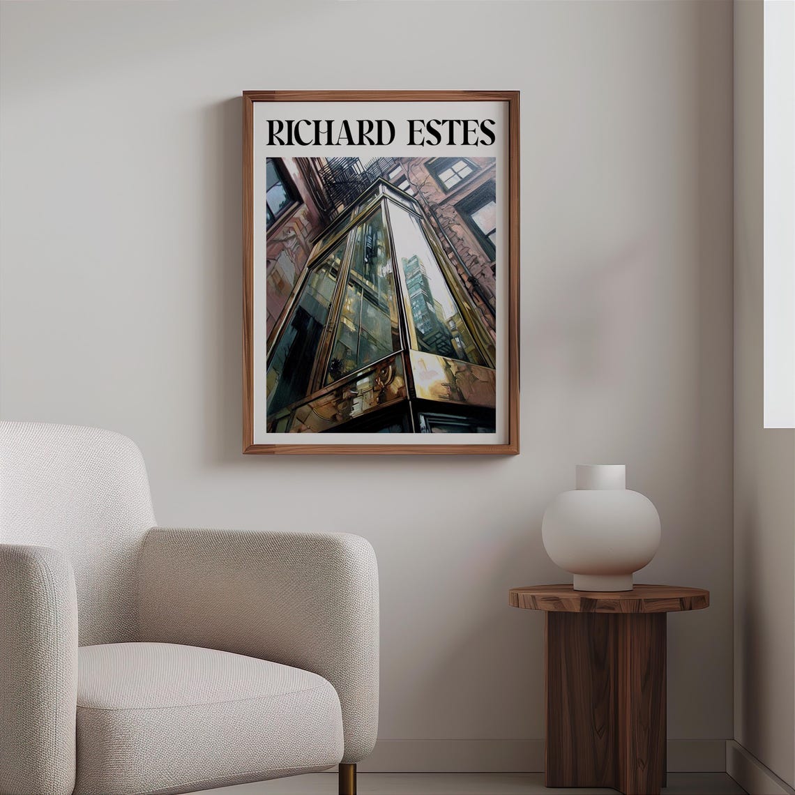 Glass Tower Upward View Brownstone Mirror Photorealism Art Poster - Image 2