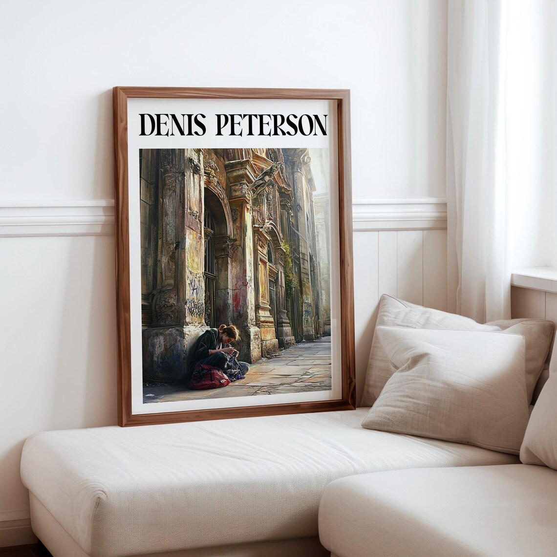 Denis Peterson Woman Sitting Against Old Stone Church Wall Art Poster