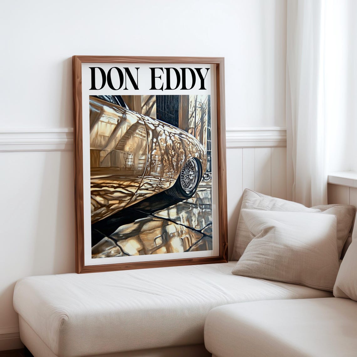 Don Eddy Style Gold Classic Car Roofline Tree Reflection Art Poster