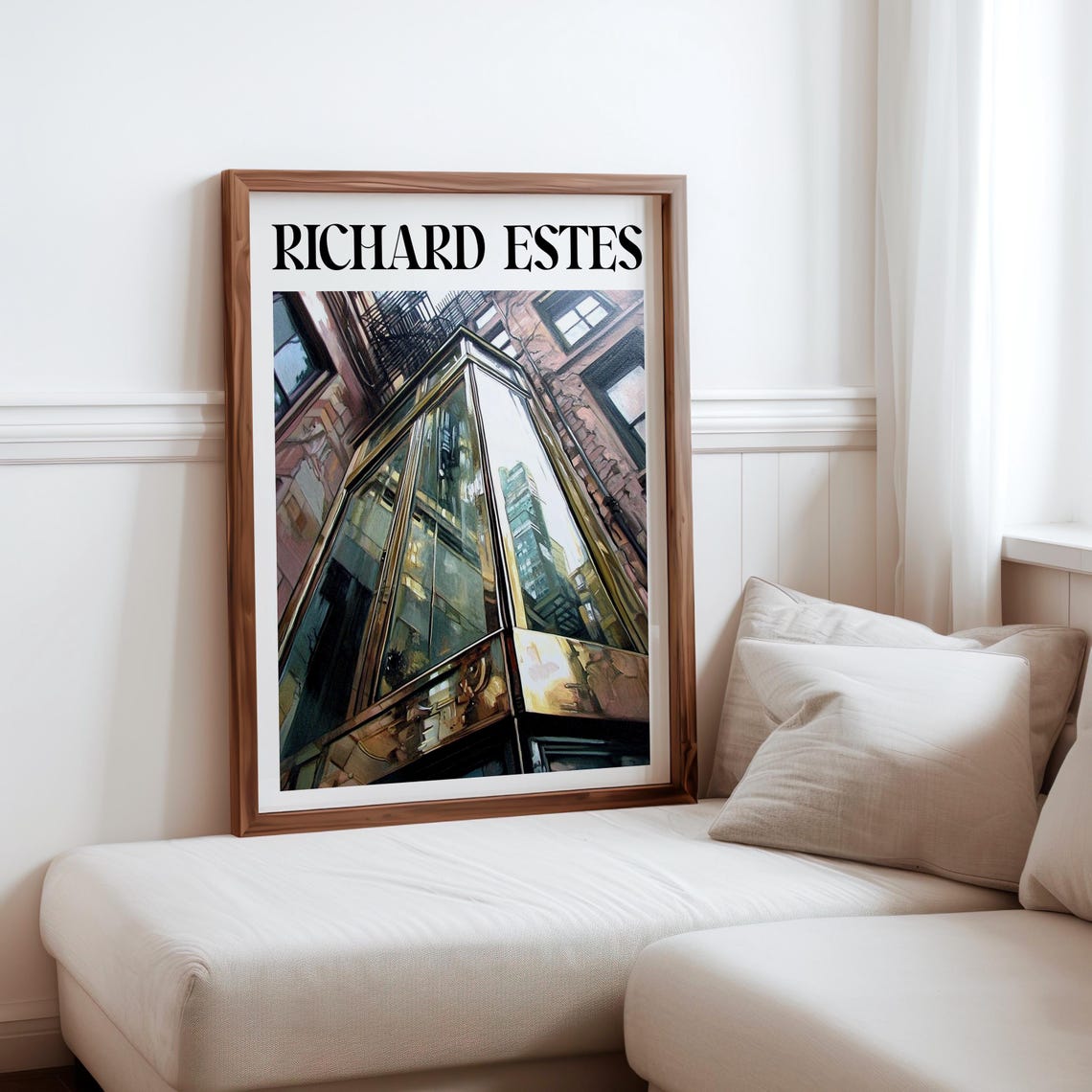 Glass Tower Upward View Brownstone Mirror Photorealism Art Poster