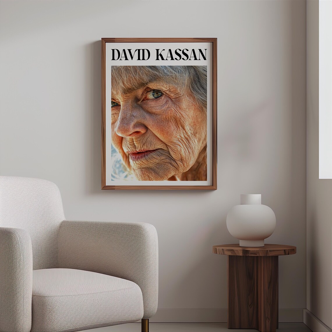 David Kassan Style Aged Woman Sunlit Face Photorealism Portrait Poster - Image 2