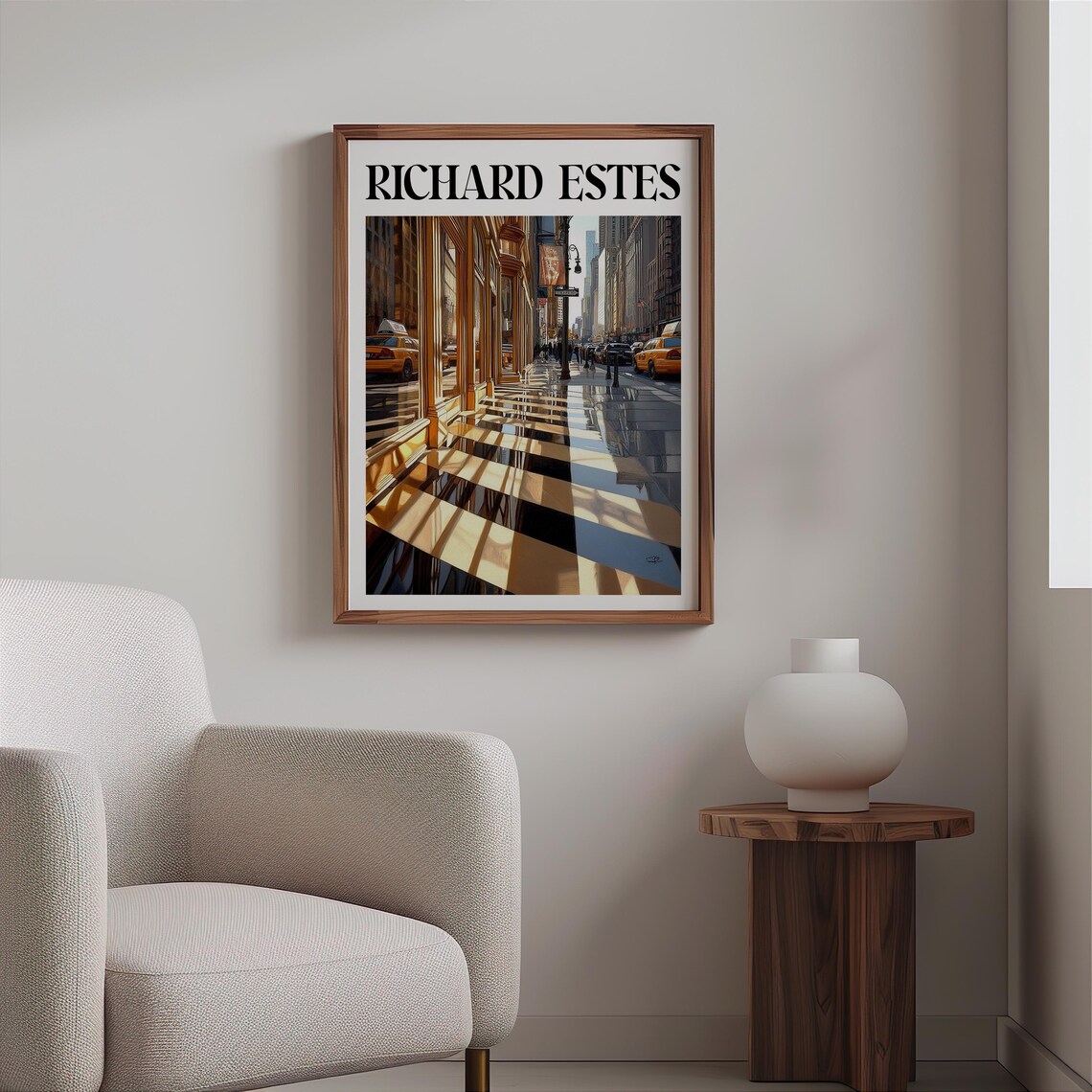 Manhattan Street Yellow Taxis Crosswalk Photorealism Urban Art Poster - Image 2