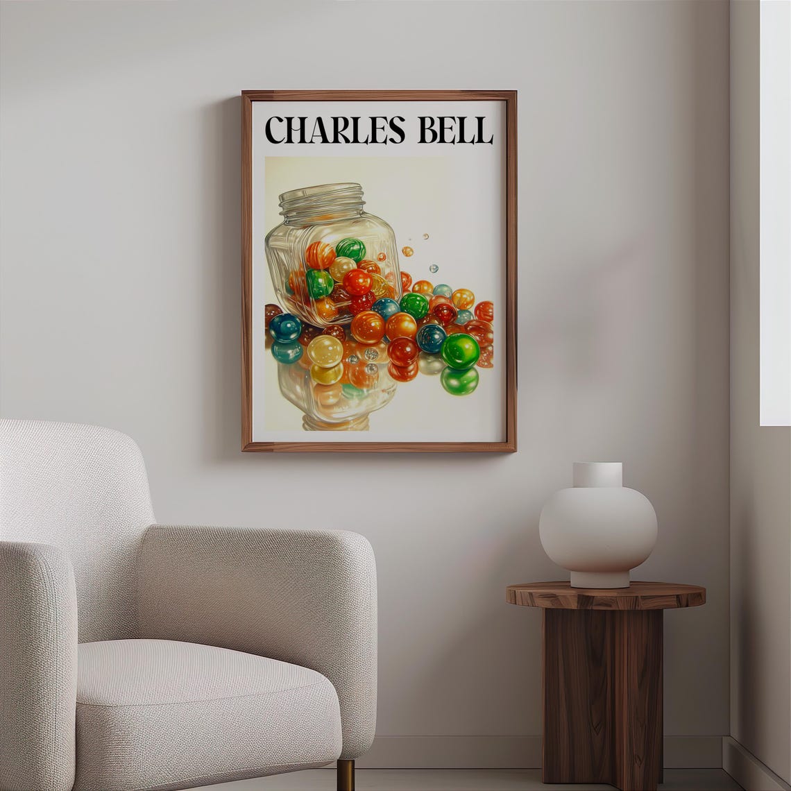 Charles Bell Inspired Spilling Jar Colorful Gumballs Cream Art Poster - Image 2