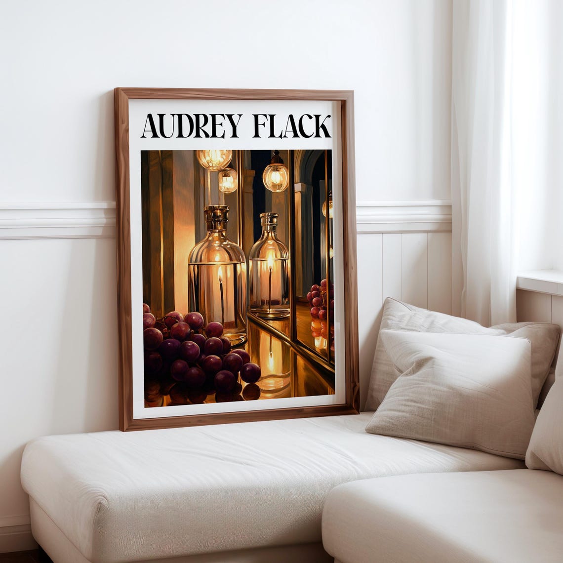 Audrey Flack Inspired Glass Apothecary Bottles Grapes Mirrors Poster