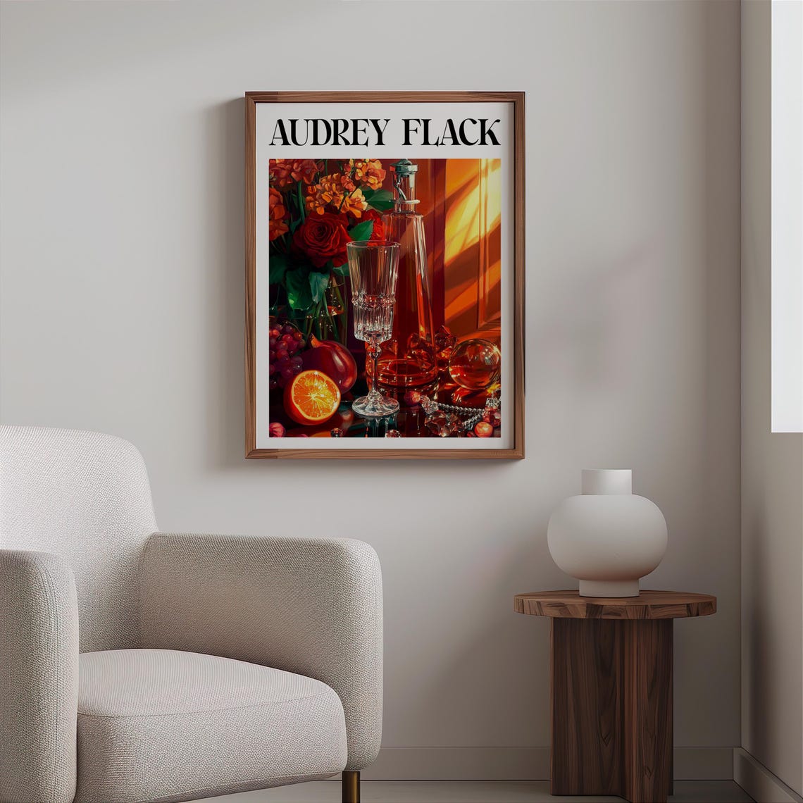Audrey Flack Red Roses Crystal Flute Citrus Still Life Art Print - Image 2