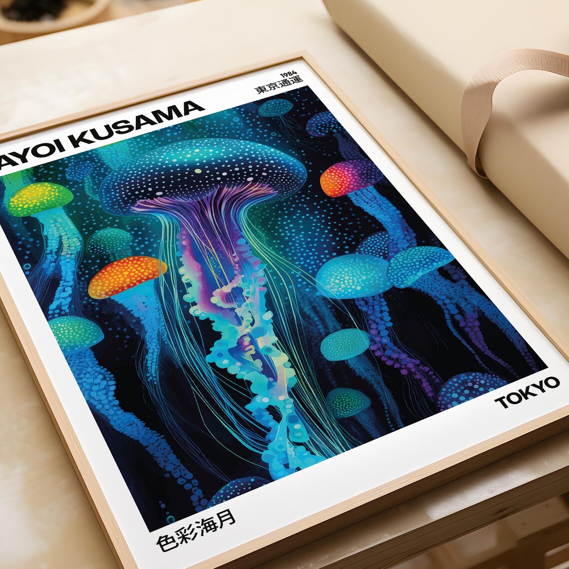 Yayoi Kusama 1984 Colorful Jellyfish Tokyo Ocean Dotted Art Print - Image 4