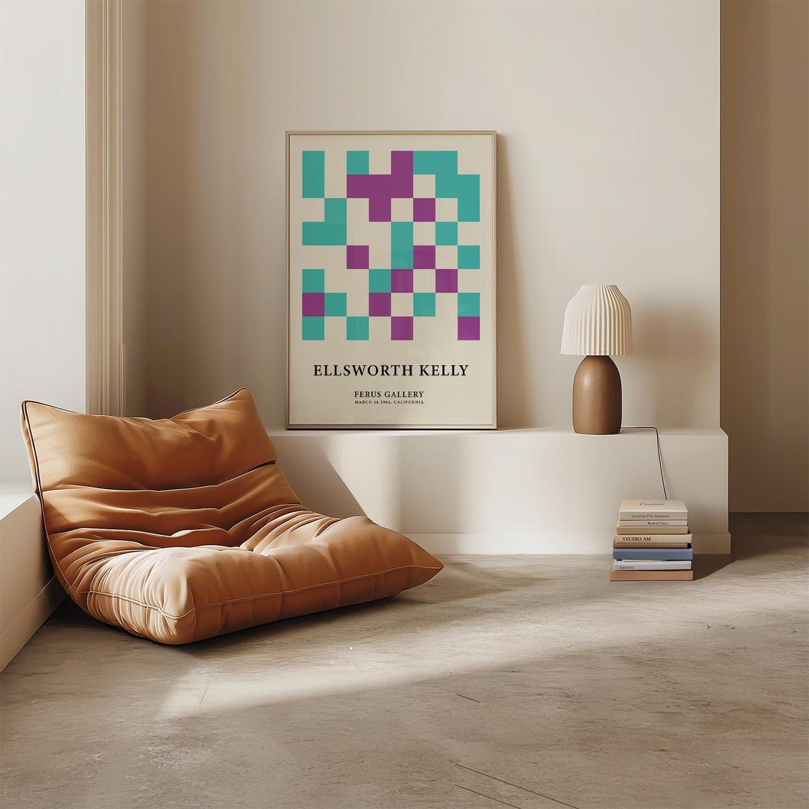 Ellsworth Kelly Teal Purple Grid Modern Abstract Pattern Poster - Image 3