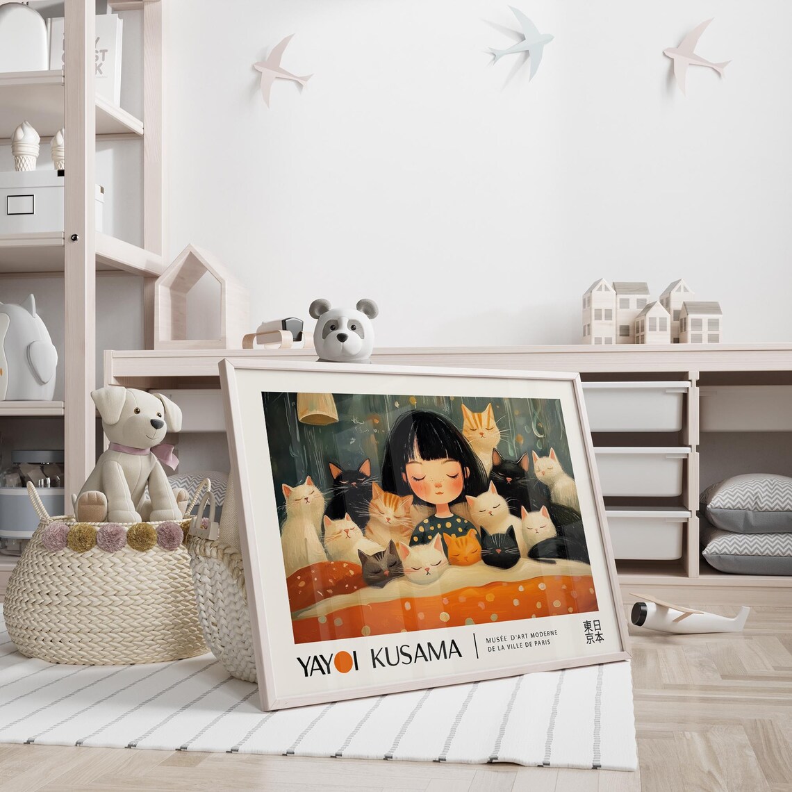 Yayoi Kusama Sleeping Girl With Cats Cozy Paris Exhibition Style Poster - Image 3