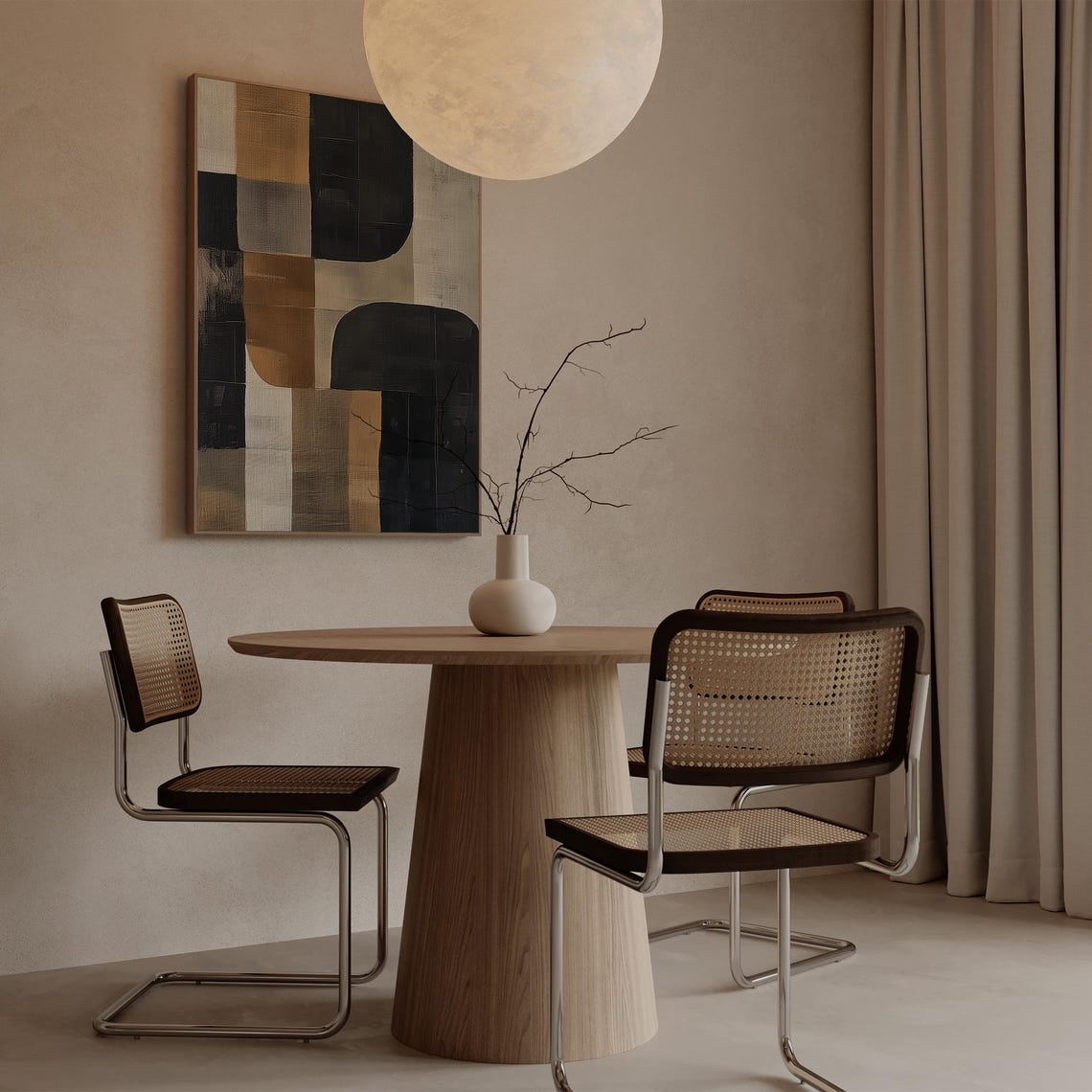 Geometric Gold Black Beige Blocks Modern Abstract Style Poster
