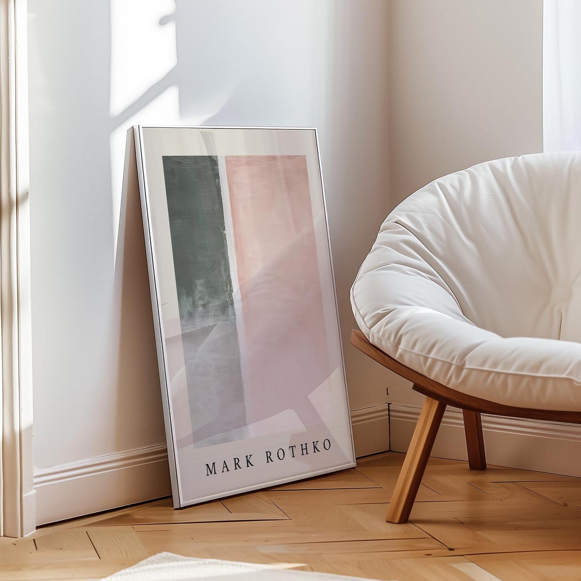 Mark Rothko Pastel Sage Blush Soft Minimalist Two Tone Art Print - Image 2