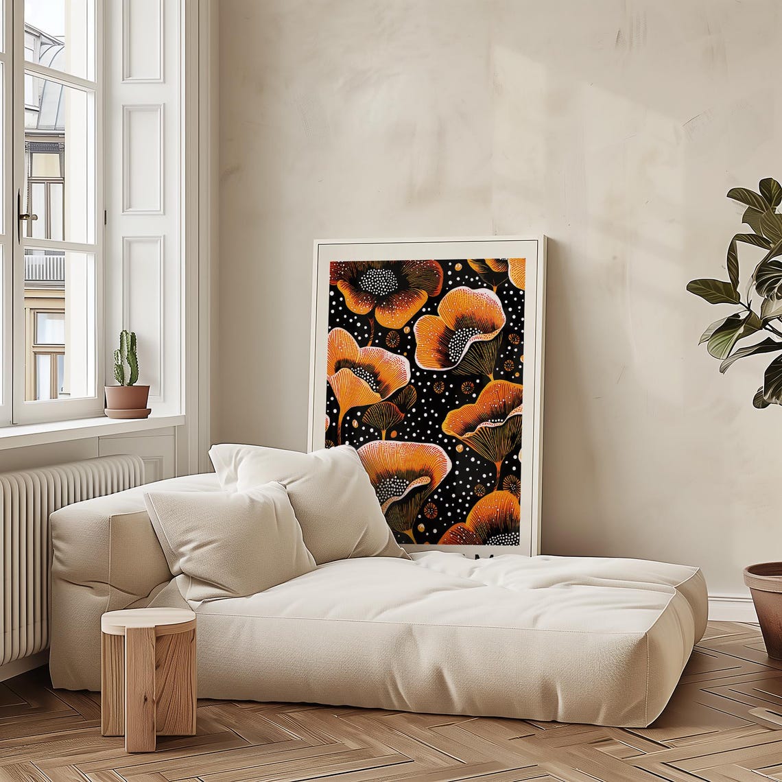 Yayoi Kusama Orange Poppy Flower Polka Dot Exhibition Poster - Image 4