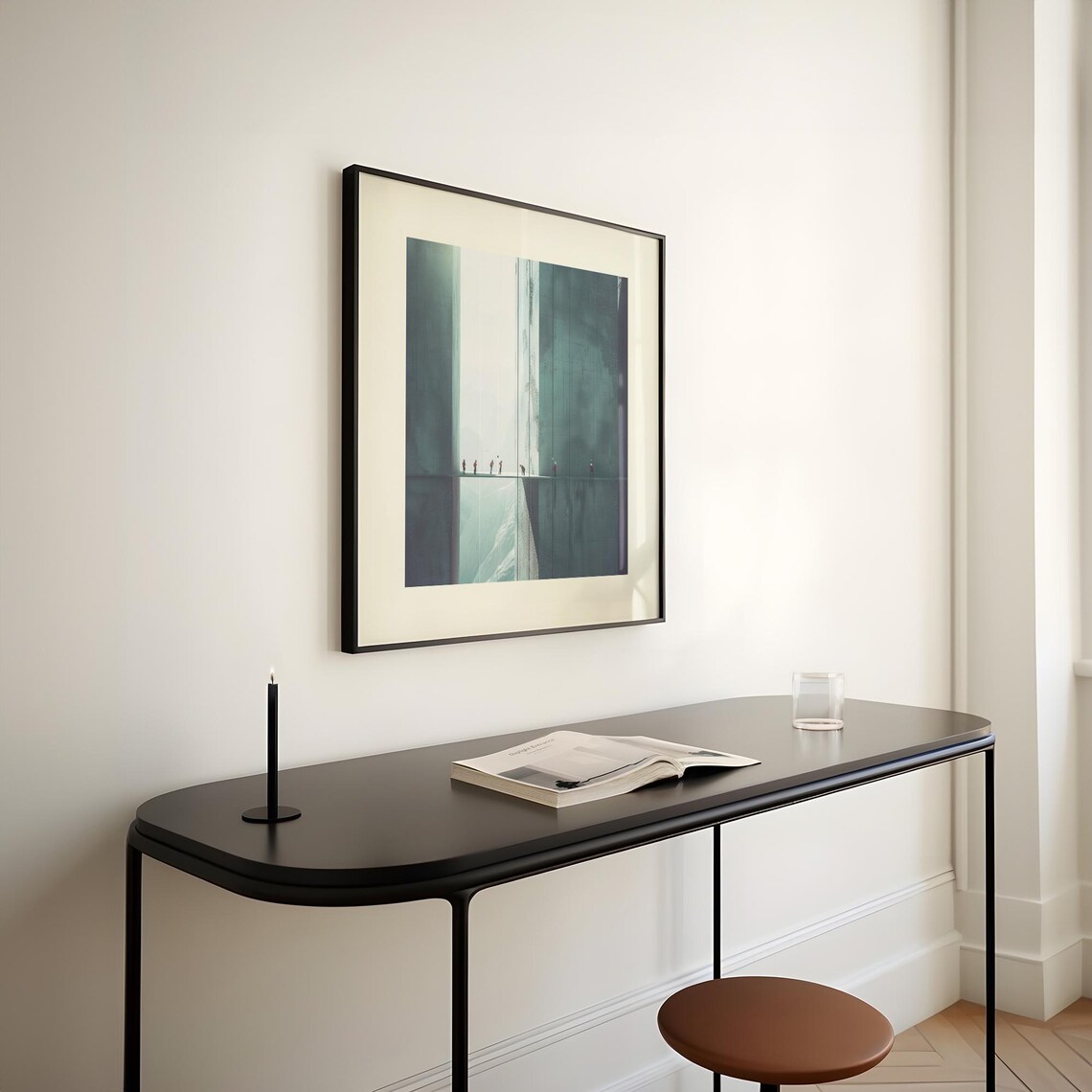 Surreal Feather Minimalist Abstract Reflection Art Print - Image 3