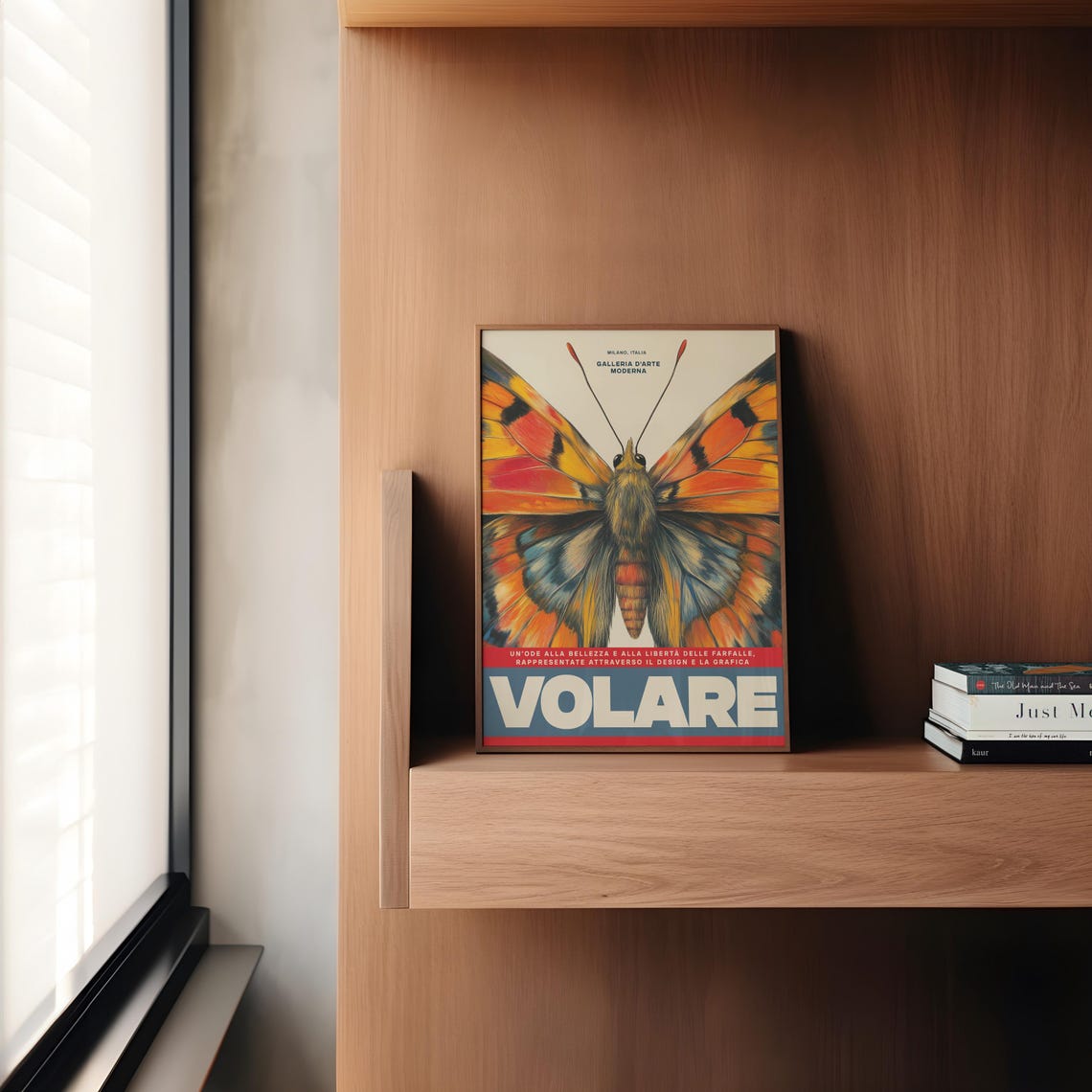 Volare Butterfly Orange Retro Italian Exhibition Poster Milano Art - Image 4