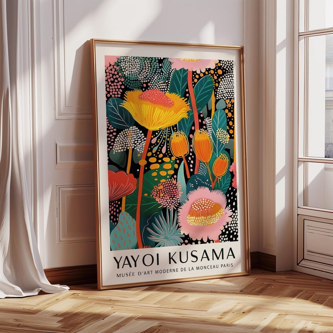 Bold Tropical Floral Poster - Kusama-Style Art
