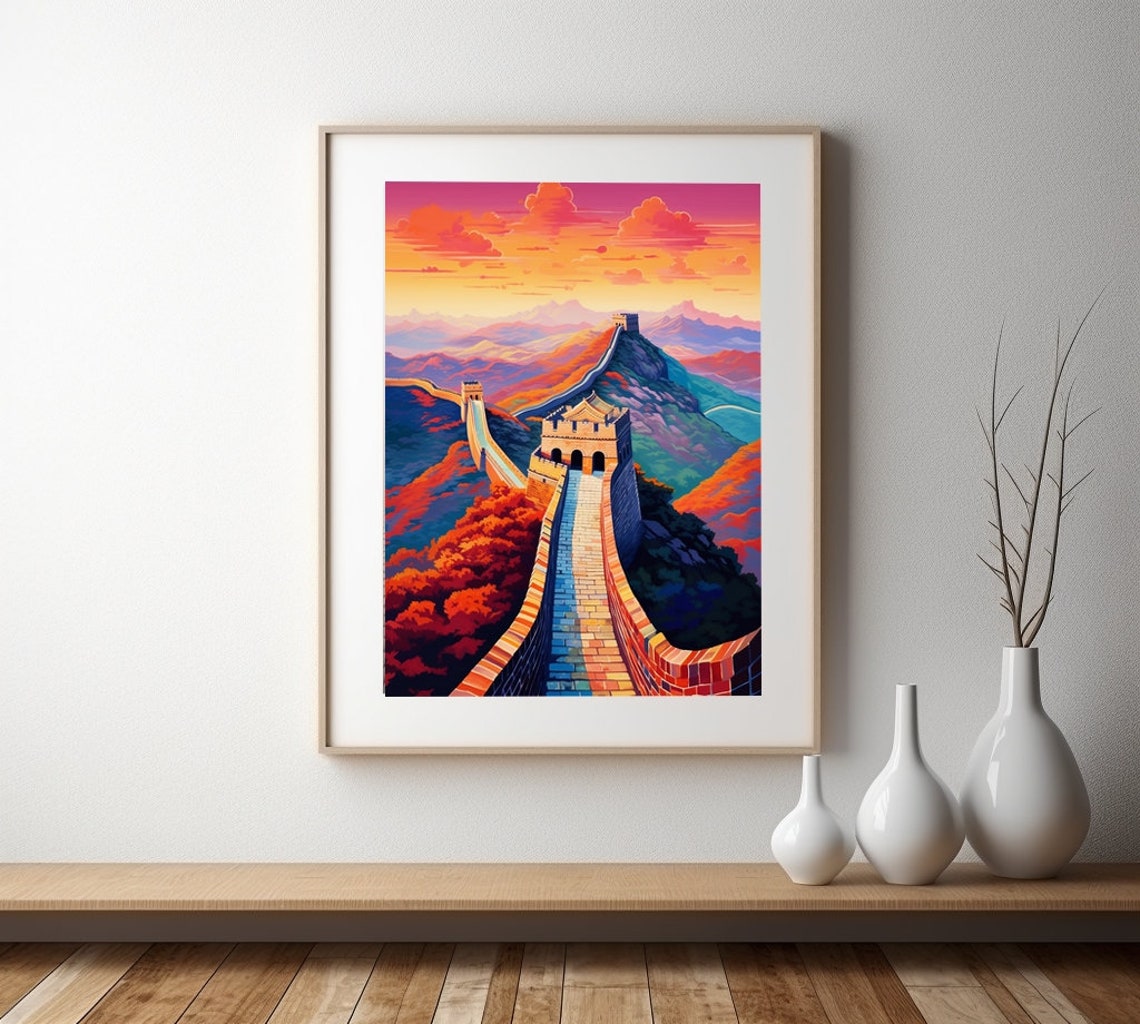 Great Wall of China Sunset Travel Landmark Art Wall Decor Poster