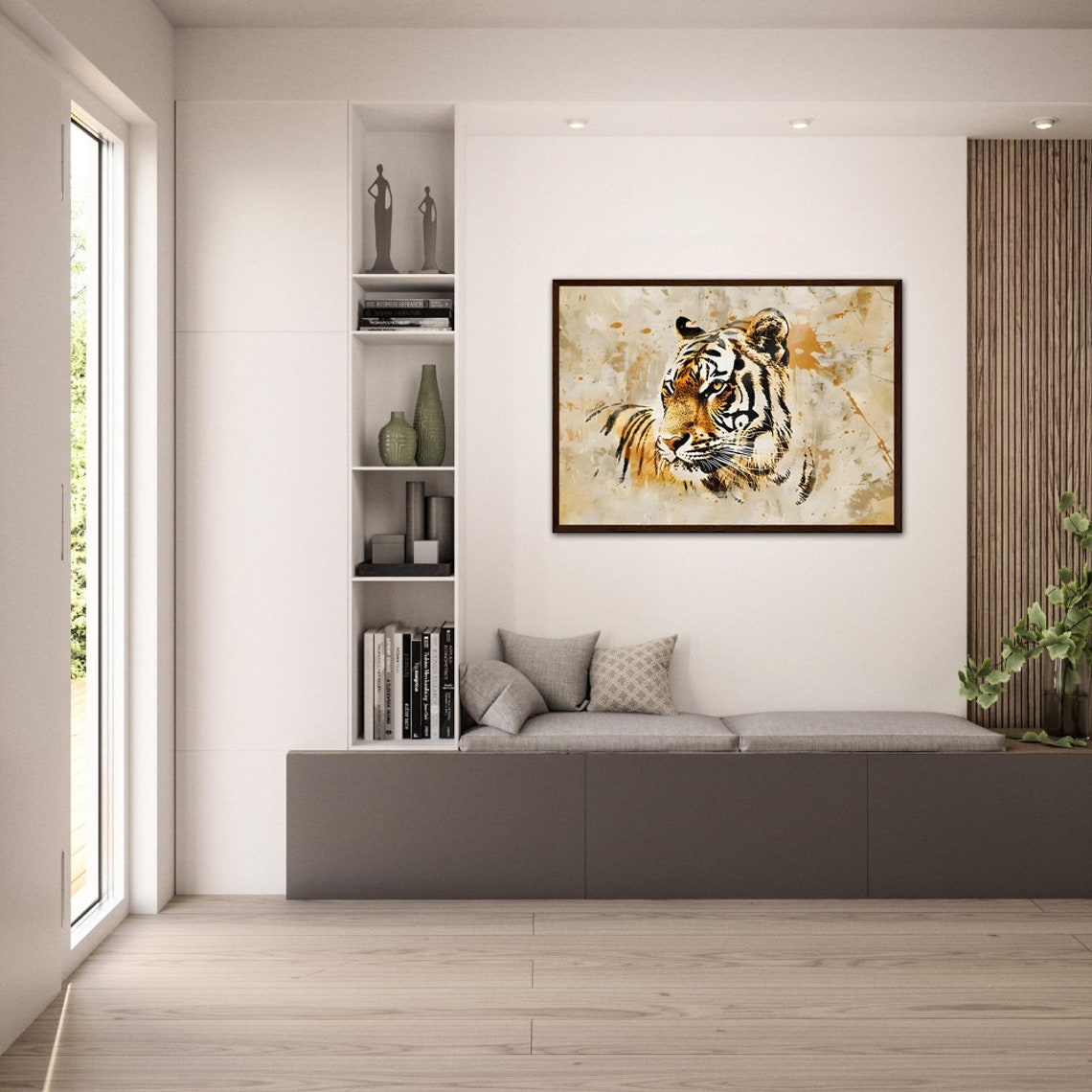 Tiger Head Portrait Sepia Grunge Wild Animal Jungle Art Poster - Image 3