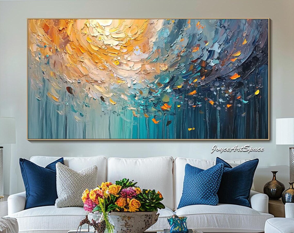 Abstract Boho Oil Painting, Textured Wall Art Print