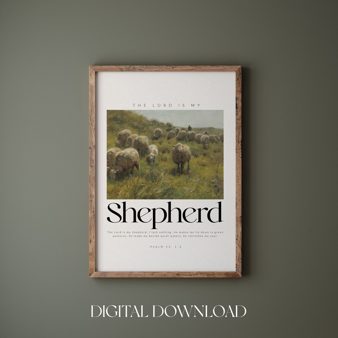 Psalm 23 The Lord Is My Shepherd Vintage Sheep Painting Christian Poster