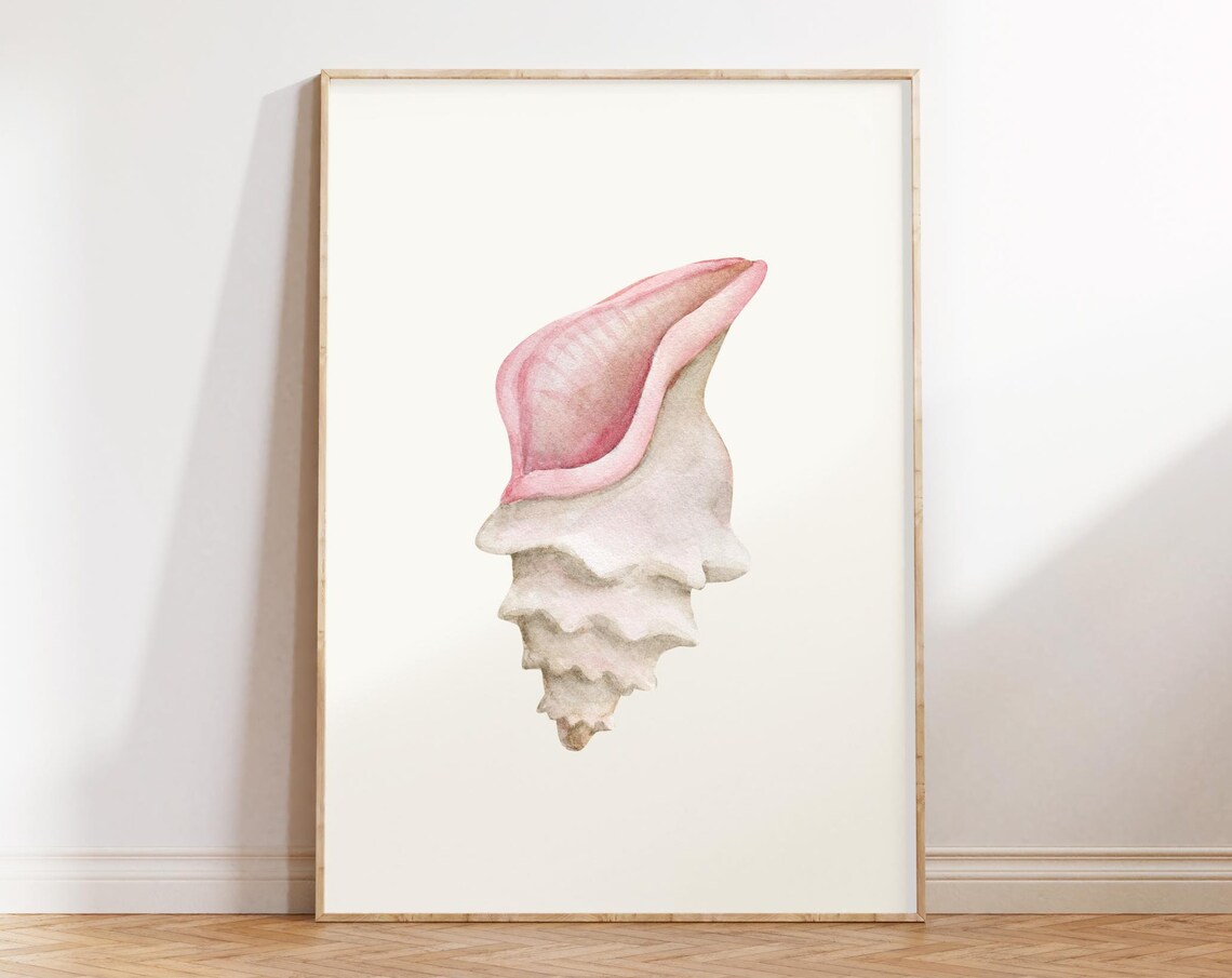 Blush Pink Seashell Soft Watercolor Feminine Coastal Ocean Art Poster