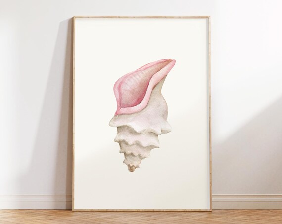 Blush Pink Seashell Soft Watercolor Feminine Coastal Ocean Art Poster
