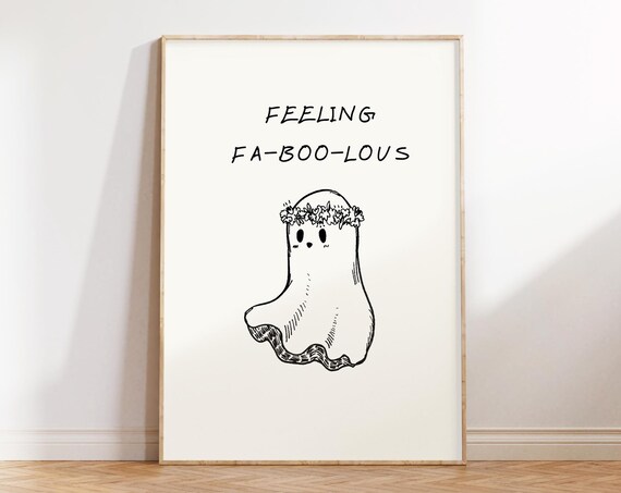 Groovy Halloween Prints Trendy Halloween Printables Retro Halloween Decor Cute Ghost Print Ghost Wall Art