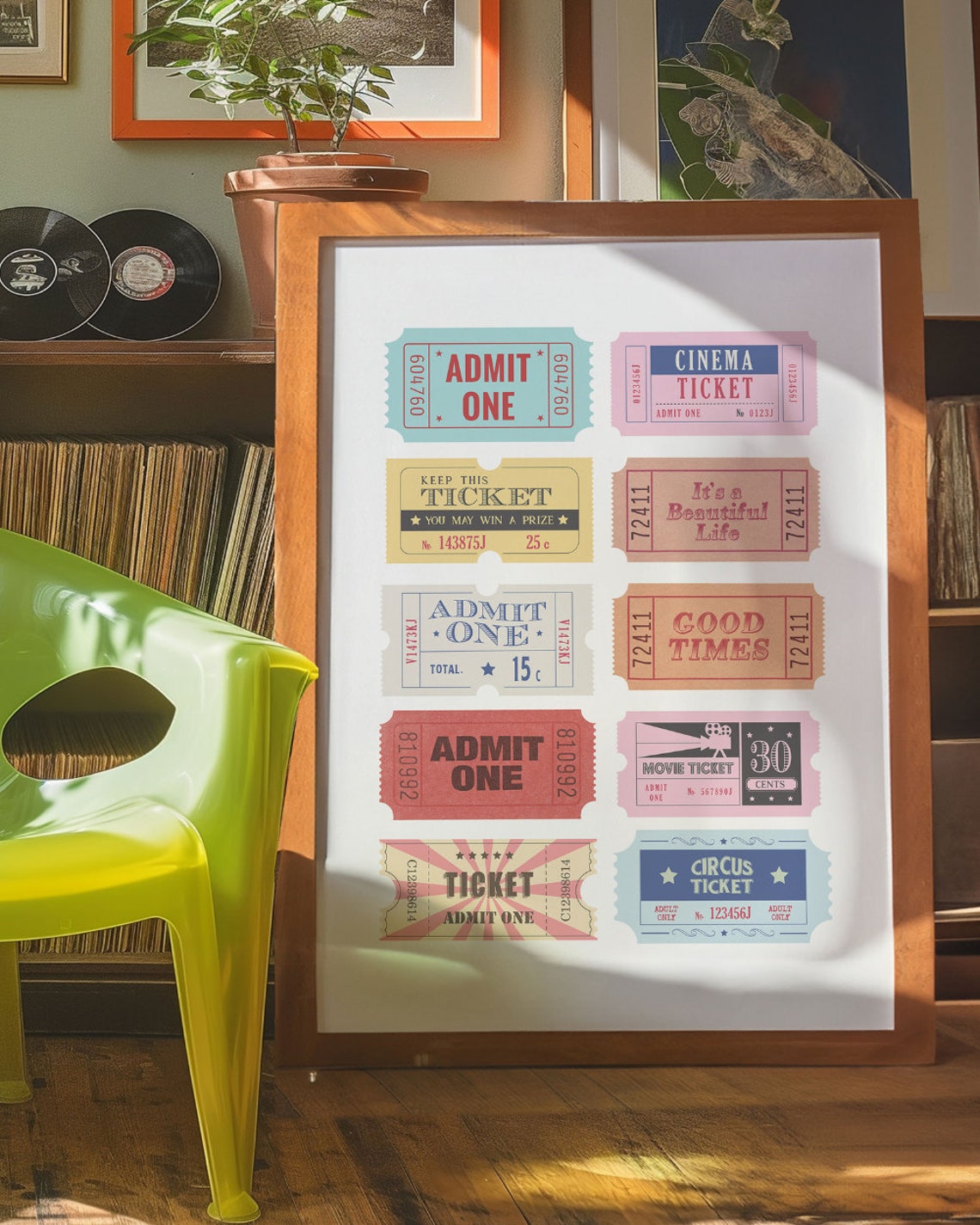Admit One Vintage Ticket Stub Collage Retro Cinema Wall Poster - Image 2