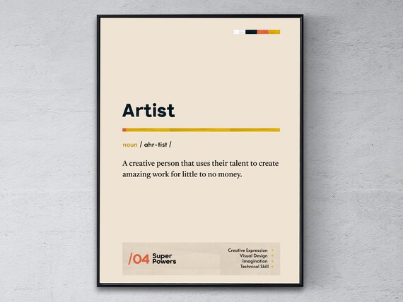 Funny Artist Dictionary Definition Poster for Creative Studio Gifts