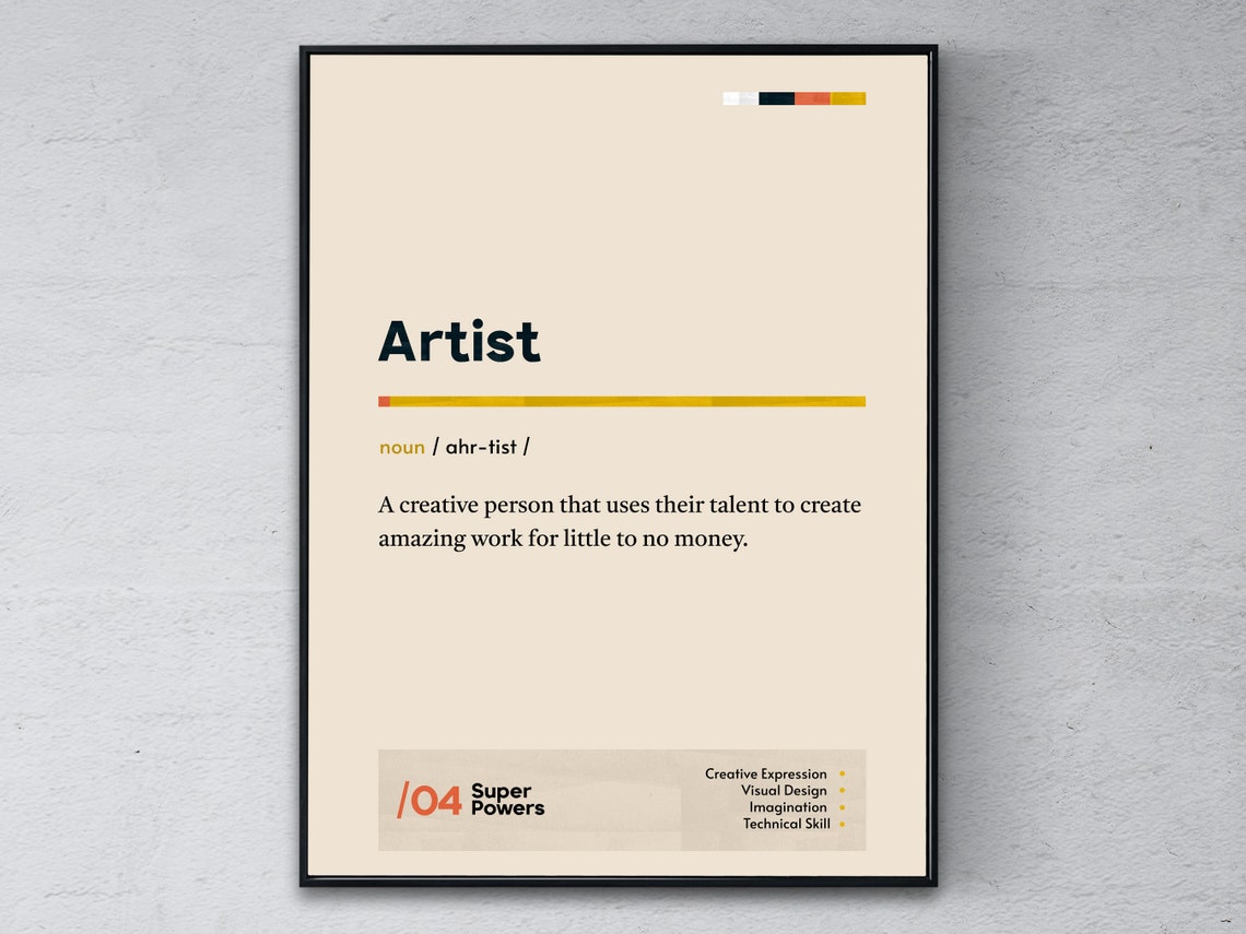 Funny Artist Dictionary Definition Poster for Creative Studio Gifts