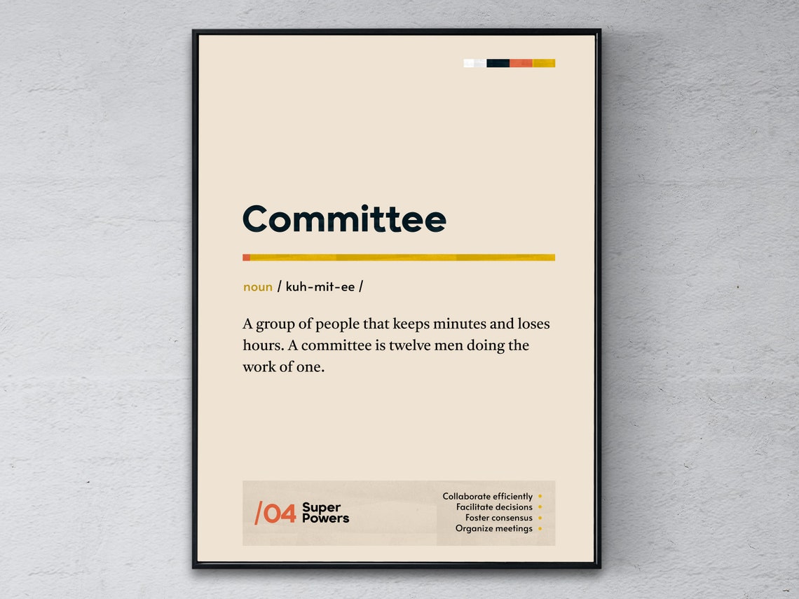 Committee Dictionary Definition Poster Funny Office Coworker Gift