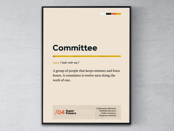Committee Definition Poster Funny Modern Office Gift Council Coworker Wall Art Board Graduation Print