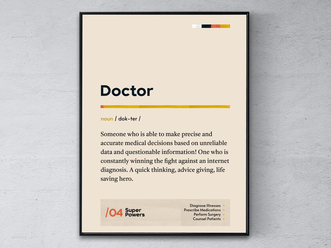 Doctor Funny Definition Medical Graduation Gift Physician Office Poster