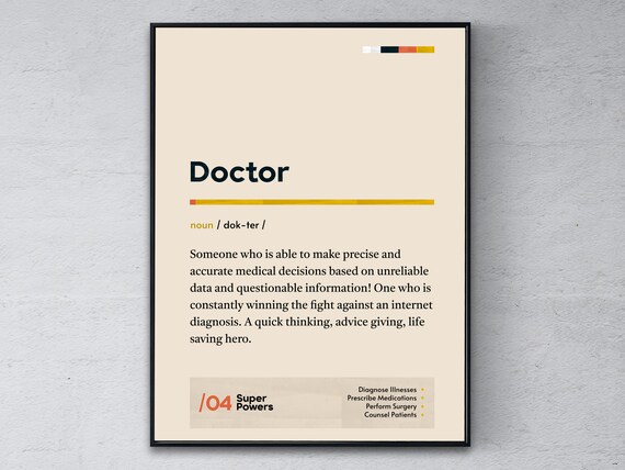 Doctor Funny Definition Medical Graduation Gift Physician Office Poster