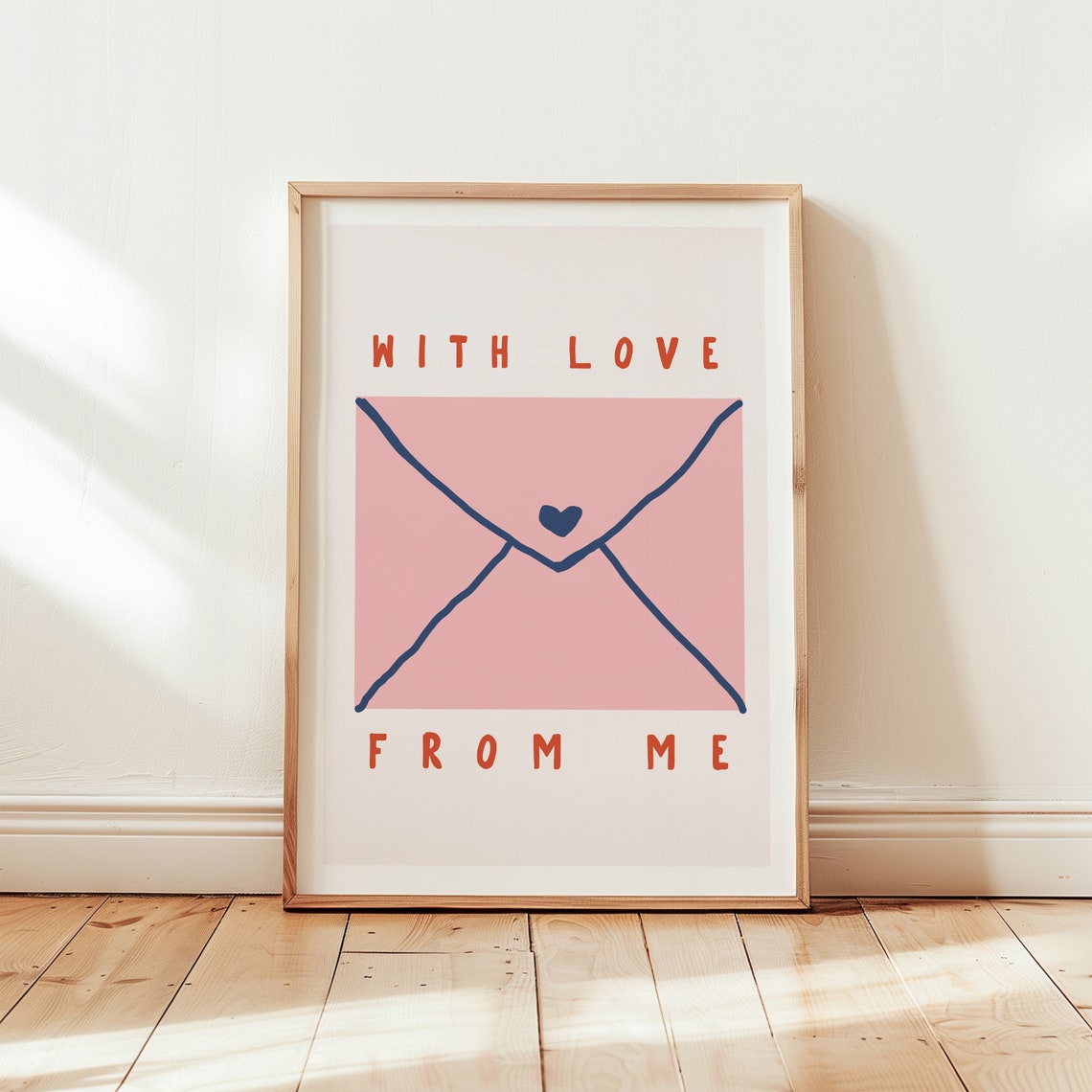 With Love From Me Pink Envelope Heart Minimalist Love Note Poster