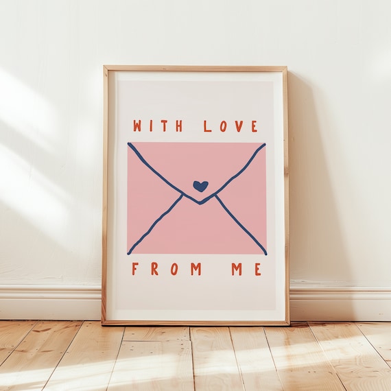 Love Letters Art Print Cute Poster Pink Wall Art Aesthetic Wall Decor Art