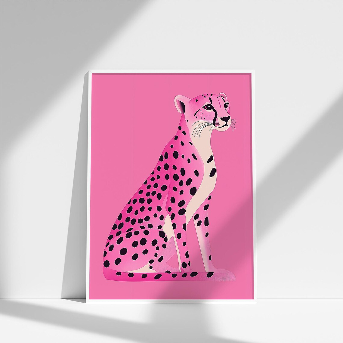 Pink Cheetah Sitting Pretty Preppy Dorm Room Trendy Animal Wall Art - Image 3