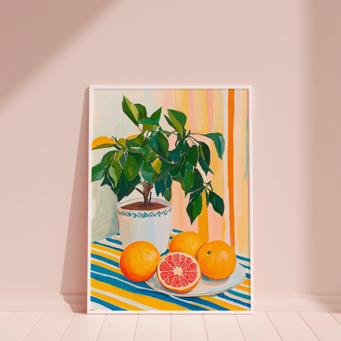 Citrus Tree Plant Orange Fruit Still Life Striped Kitchen Poster - Image 6