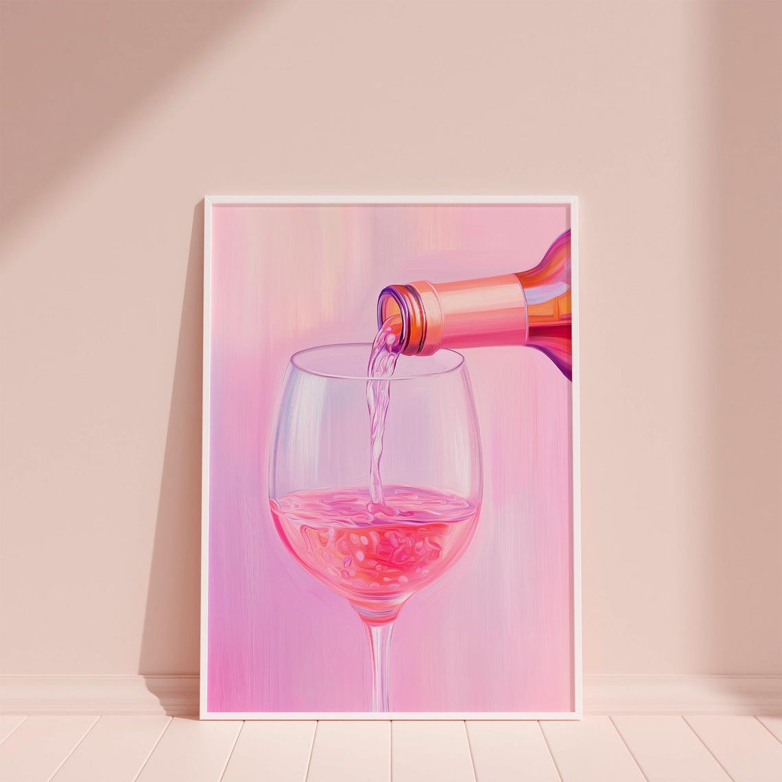 Pink Rose Wine Pouring Into Glass Kitchen Bar Cart Decor Poster - Image 5