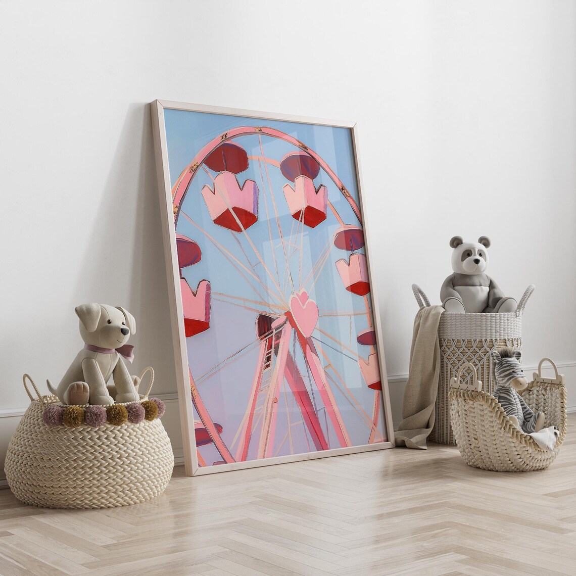 Pastel Pink Ferris Wheel With Heart Shaped Gondola Carnival Poster - Image 4