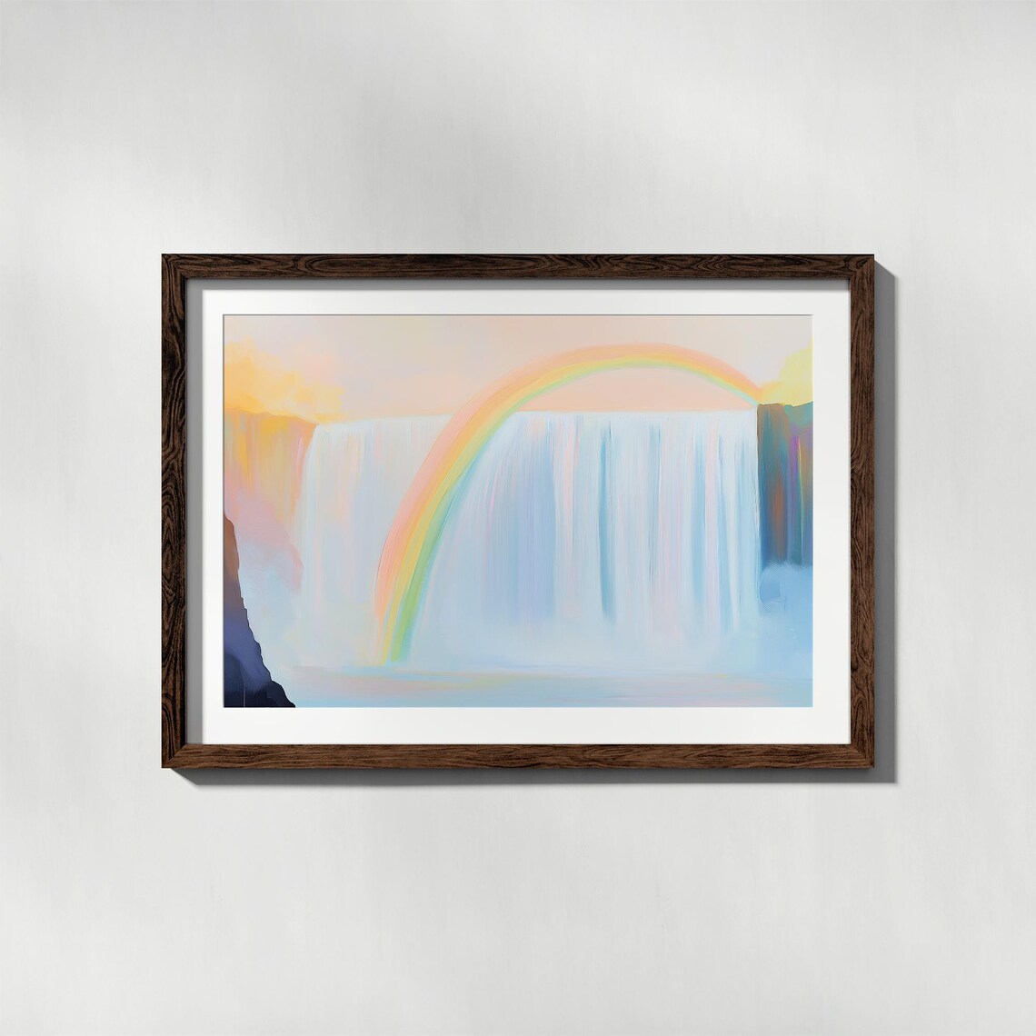 Waterfall And Rainbow Abstract Forest Print Spring Waterfall Landscape Colorful Waterfall Poster Lake House Decor - Image 4