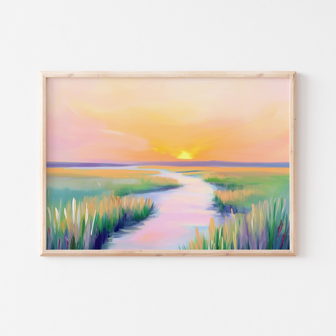 Golden Marsh Sunrise With Winding Pink Creek Wetlands Poster - Image 6