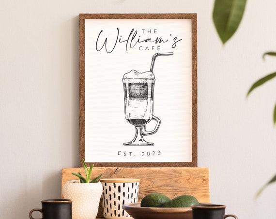 Your Name And Date Custom Cafe Sign Cute Rustic Boho Decor Minimalist Farmhouse Signs Coffee Shop Bistro Decor St Patricks Day Decor
