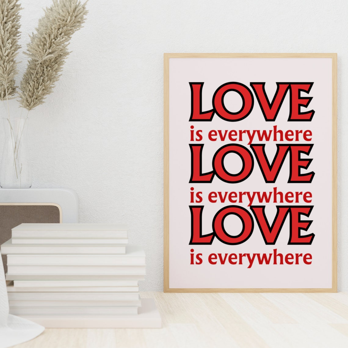 Love Is Everywhere Bold Red Retro Lettering Romantic Quote Poster - Image 5