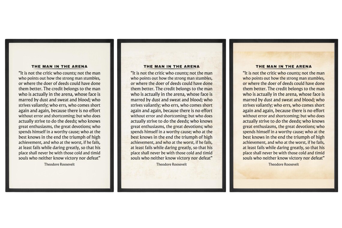 Theodore Roosevelt Man In The Arena Quote Classic Literary Poster - Image 5