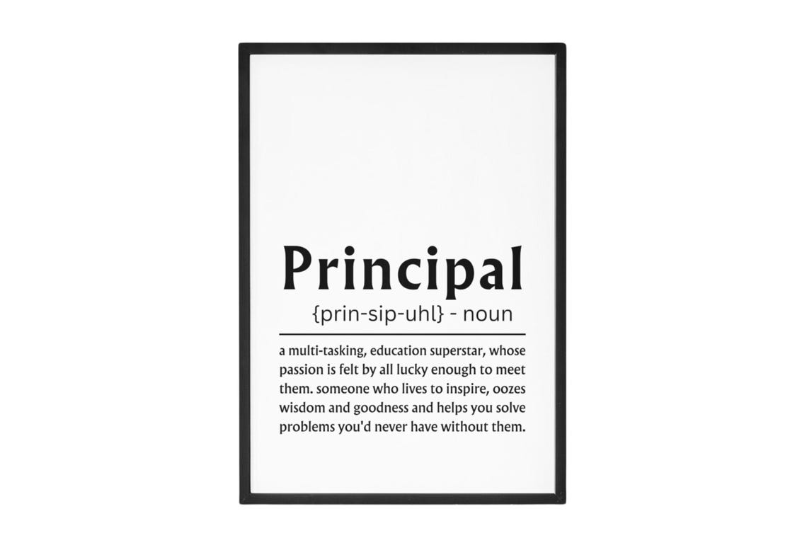 Principal Definition Dictionary Meaning School Office Poster