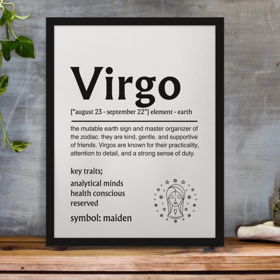 Virgo Zodiac Dictionary Definition Poster August September Star Sign - Image 3