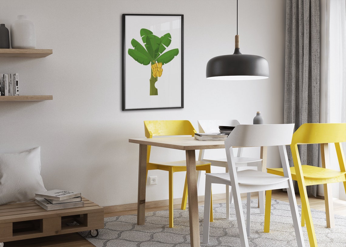 Banana Tree Tropical Illustration With Banana Fruit Wall Poster - Image 5